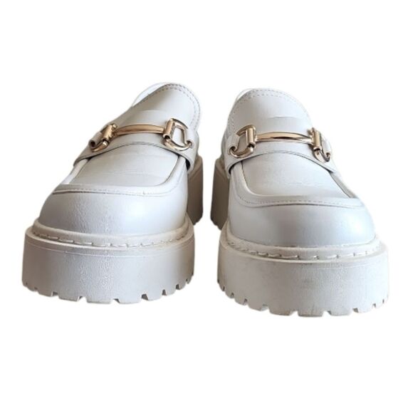 Steve Madden White Platform Loafers Chunky Lug Sole Slip-Ons Sz 10 Y2K Inspired - Picture 6 of 12